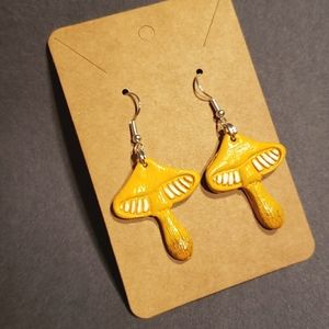 Handmade hand painted Mushroom dangle earrings